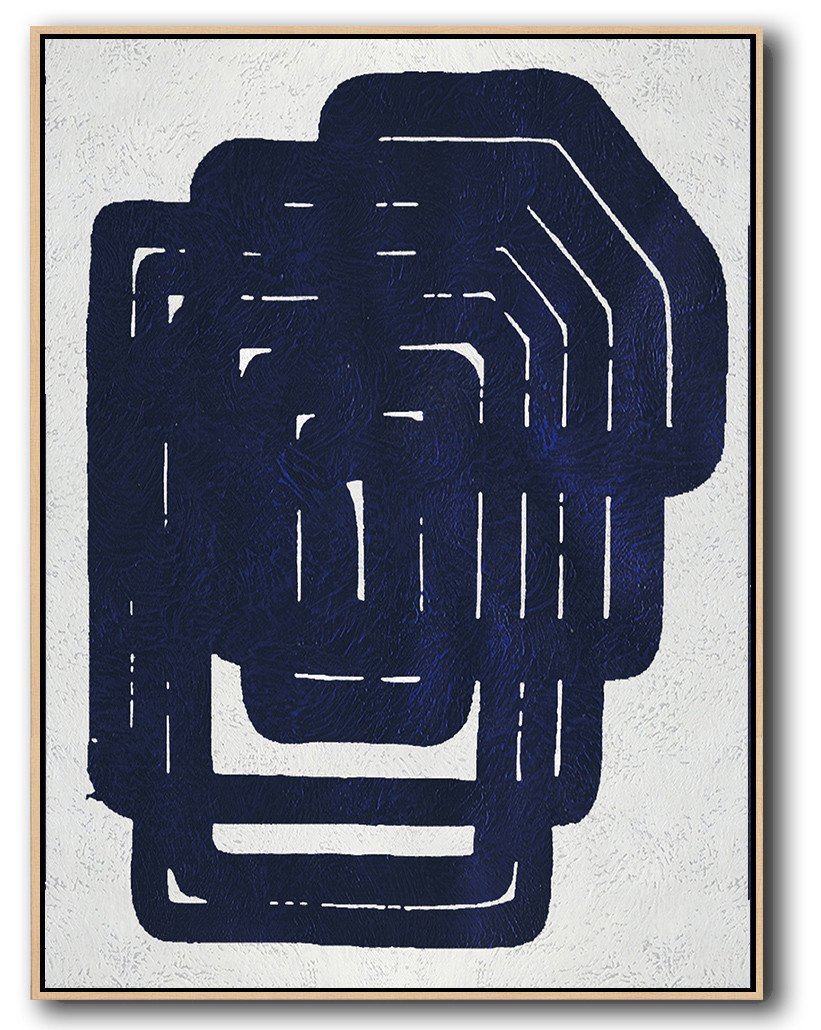 Buy Hand Painted Navy Blue Abstract Painting Online - Photo Art Prints On Canvas Huge